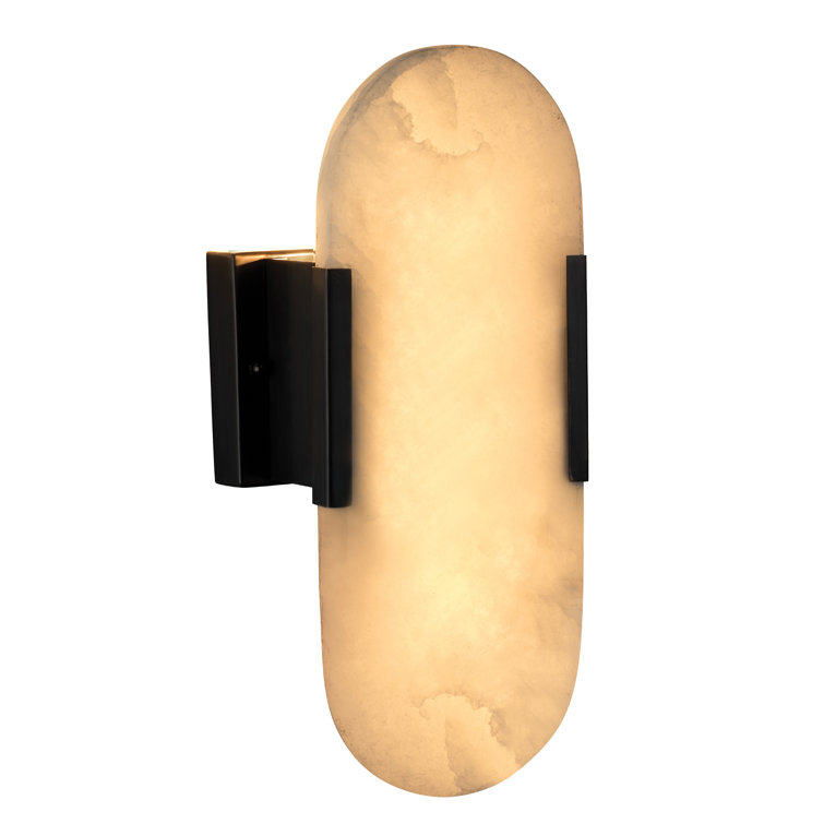 Oil Rubbed Bronze Alabaster Oval Wall Sconce