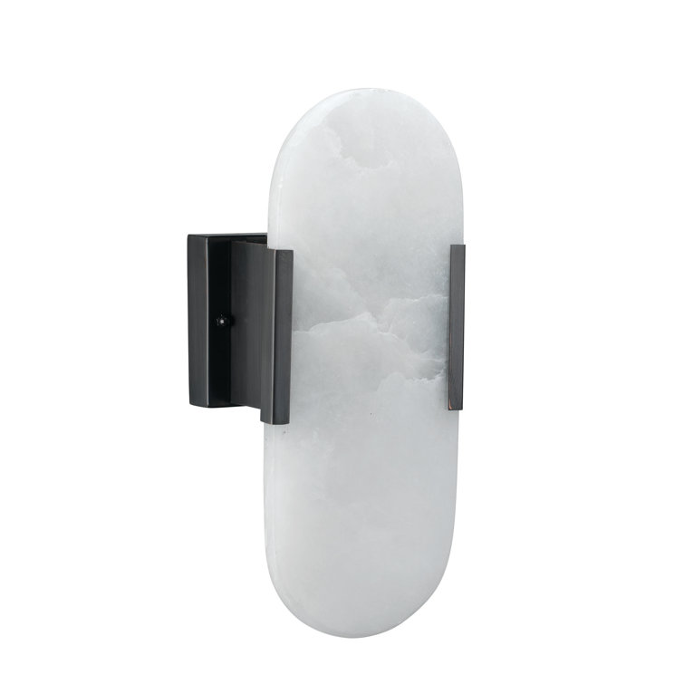 Oil Rubbed Bronze Alabaster Oval Wall Sconce