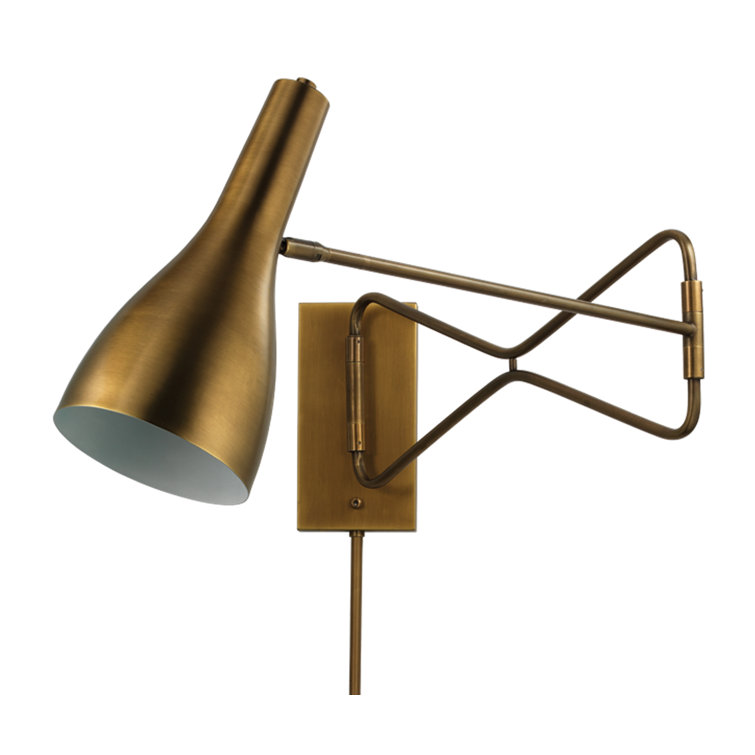 Antique Brass Mid-Century Adjustable Swing Arm Sconce