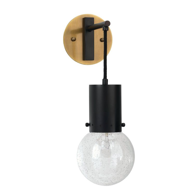 Oil Rubbed Bronze and Antique Brass 1-Light Sconce with Clear Glass