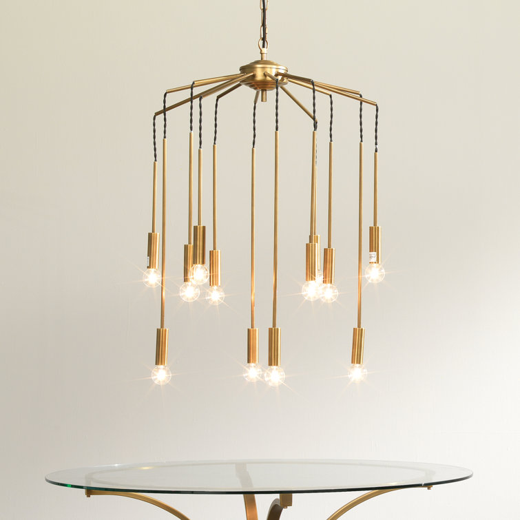 Antique Brass 12-Light Modern Cluster Pendant