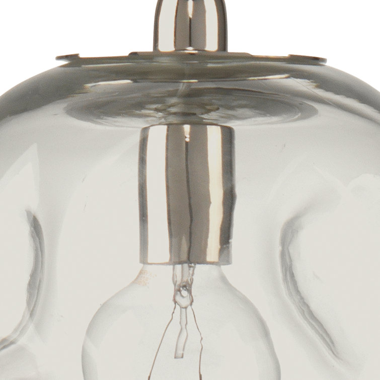 Clear Glass Nickel 1-Light Pendant with Adjustable Cord
