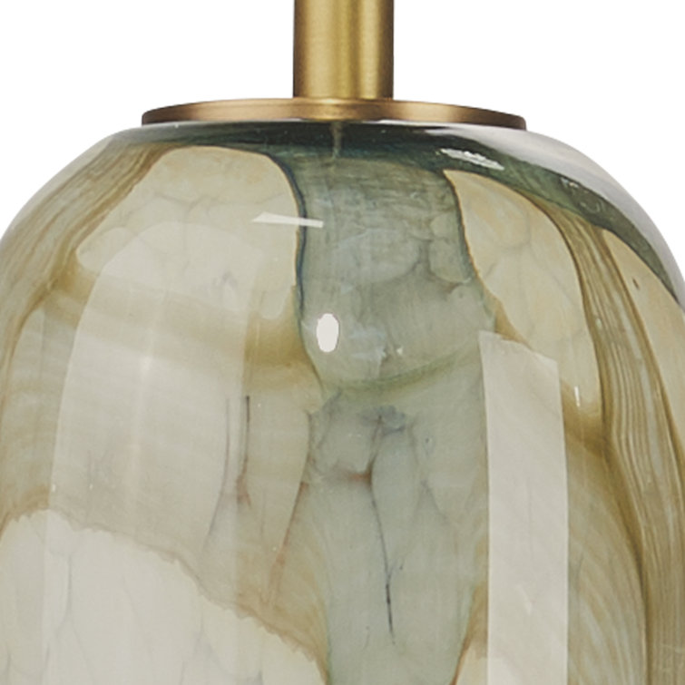 Hand-Blown Pale Blue and Brown Glass Pendant Light
