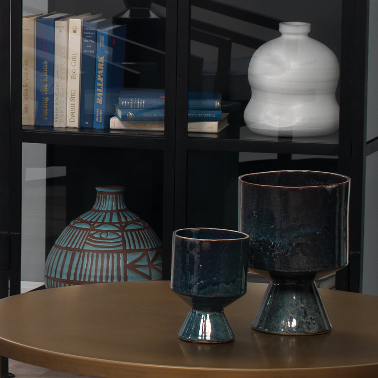 Berkeley Blue Ceramic Geometric 3-Piece Pot Set
