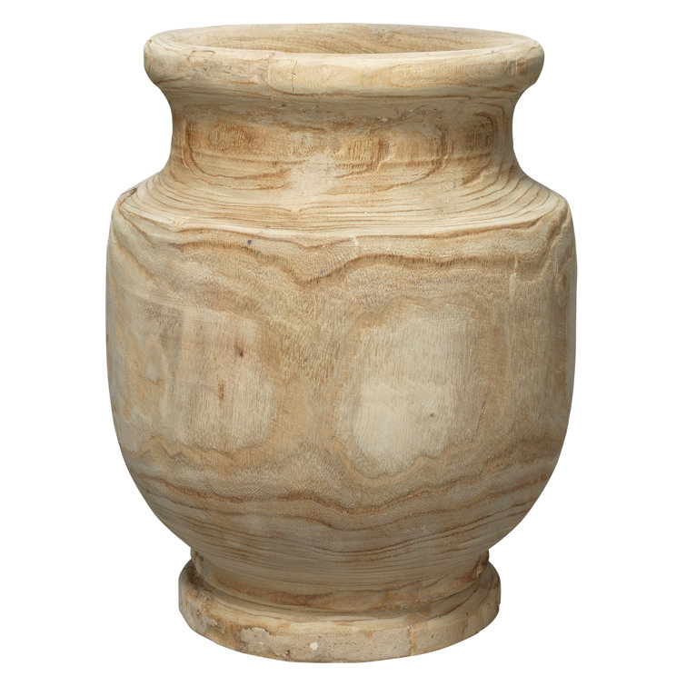 Rustic Light Wood Urn-Shaped Decorative Floor Vase