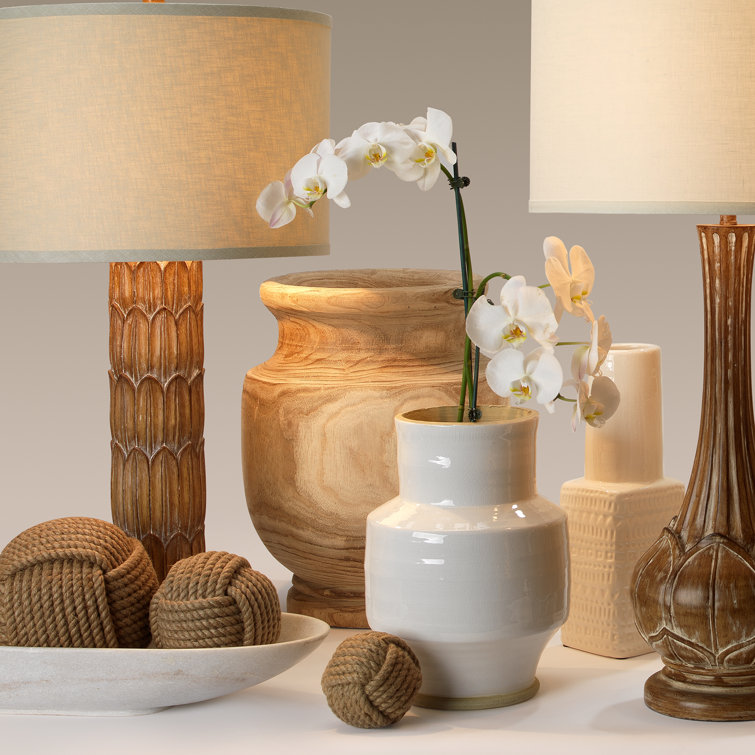Rustic Light Wood Urn-Shaped Decorative Floor Vase