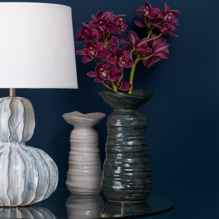 Pearl Cream Textured Ceramic Table Vase