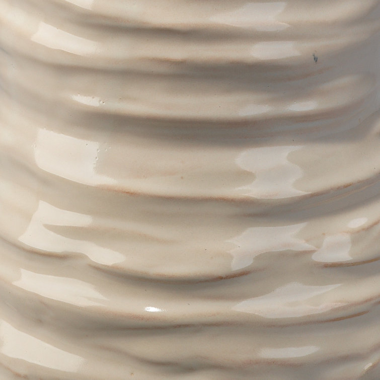 Pearl Cream Ceramic Textured Table Vase
