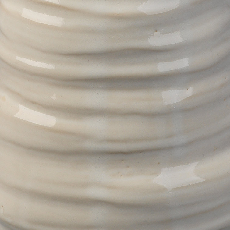 Pearl Cream Ceramic Textured Table Vase