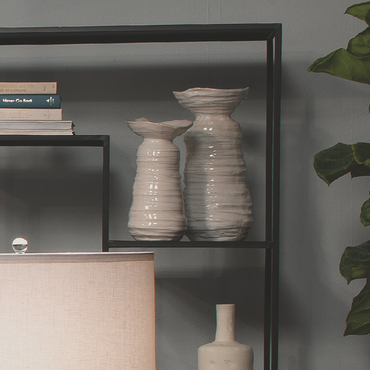 Pearl Cream Ceramic Textured Table Vase