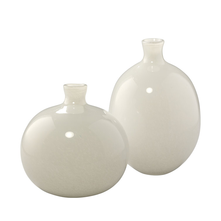 Elegant White Glass Decorative Table Vases Set
