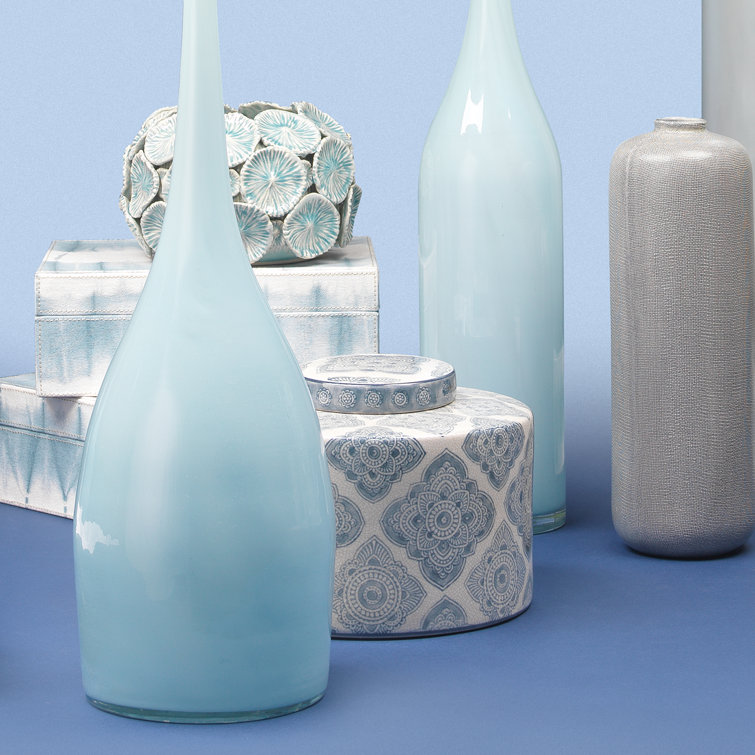 Set of 2 Blue and White Ceramic Canisters