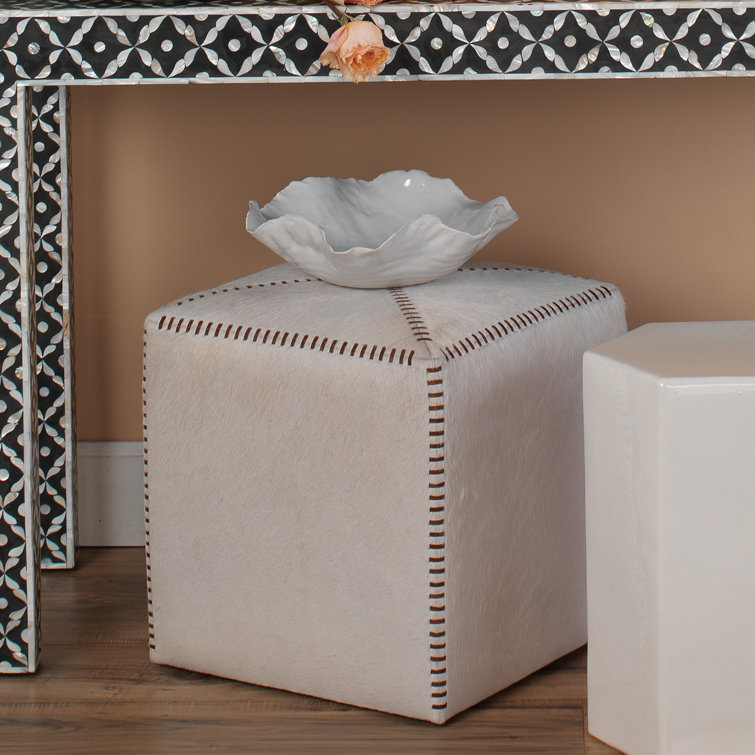 Handcrafted White Ceramic Decorative Bowl with Stand