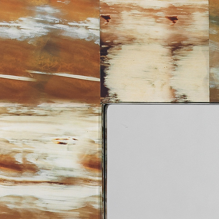 Bohemian Multicolor Wood Tile Accent Mirror
