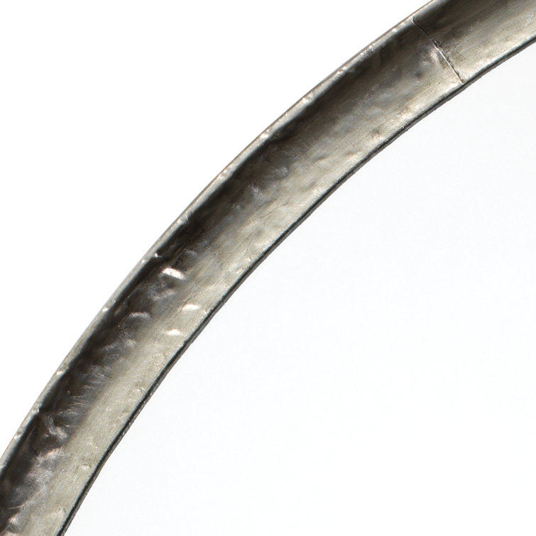 36" Round Silver Hand-Forged Metal Wall Mirror