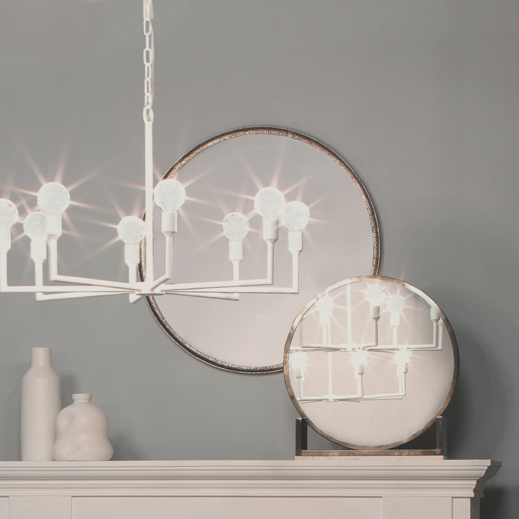 36" Round Silver Hand-Forged Metal Wall Mirror