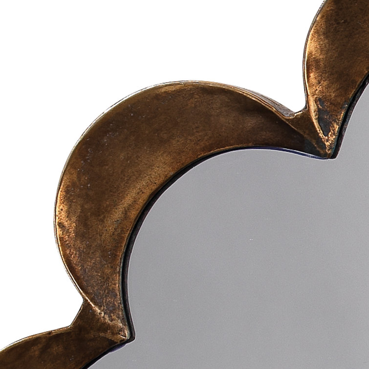Antique Brass Scalloped Rectangular Wall Mirror
