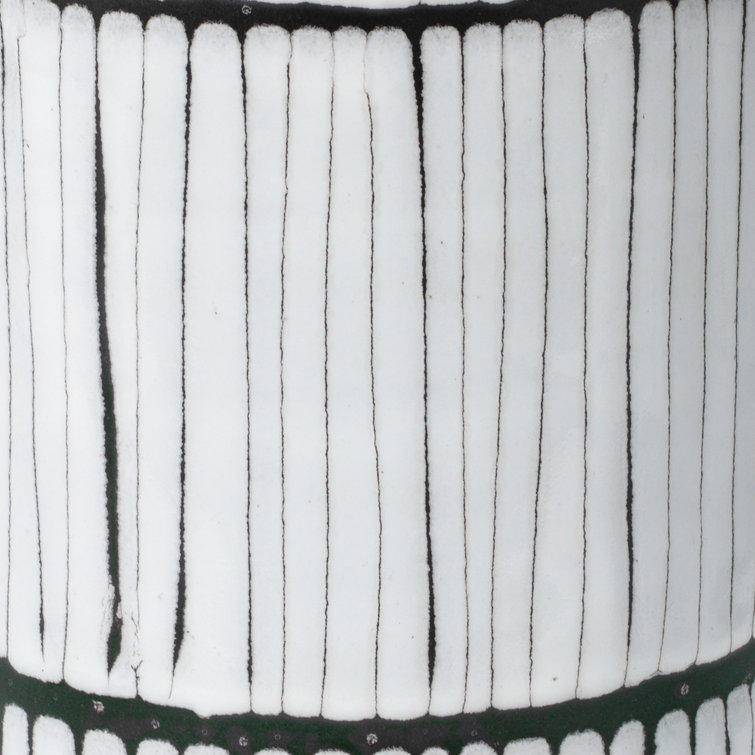 Cream and Dark Grey Ceramic Vase Set with Textured Finish