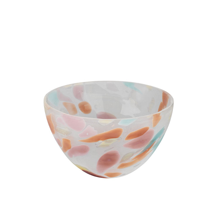 Handcrafted Multicolor Glass Decorative Bowl, 10-inch