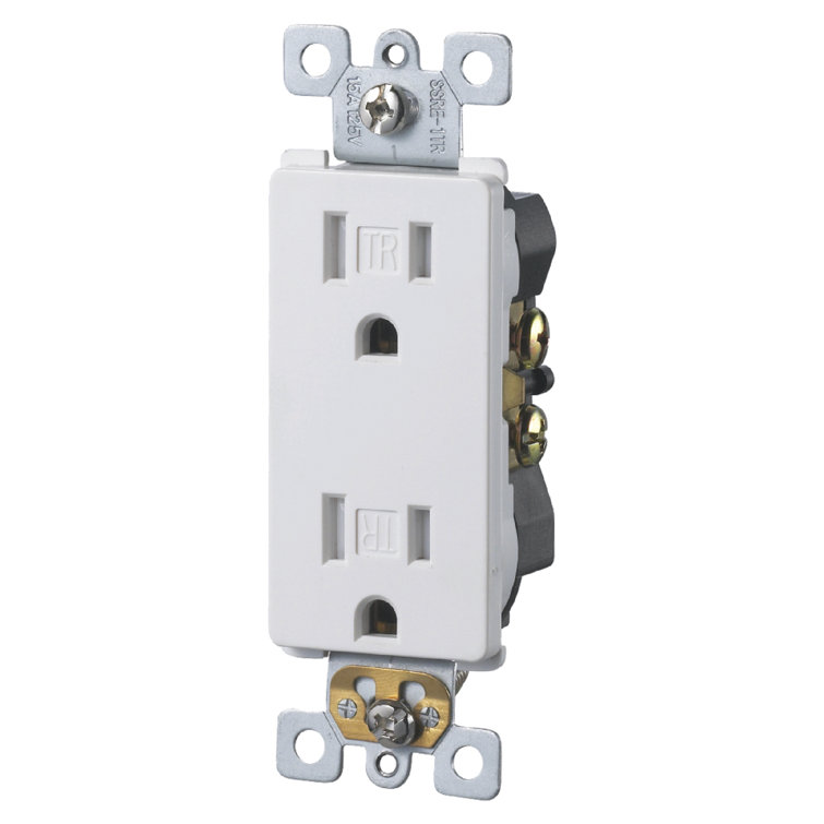 White Thermoplastic Tamper Resistant Duplex Wall Outlet