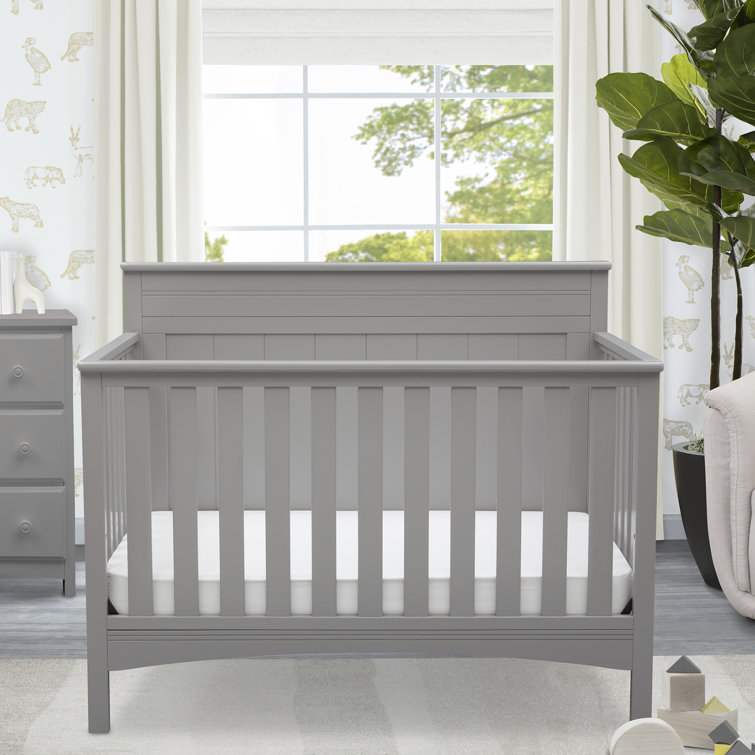 Grey 4-in-1 Convertible Crib with Adjustable Height