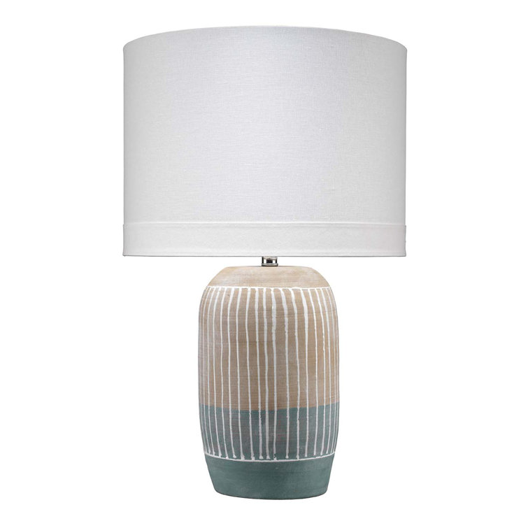 Natural Slate Ceramic Table Lamp with White Linen Shade