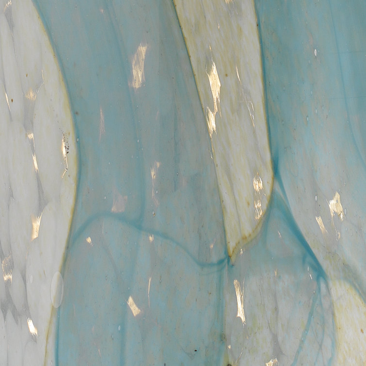 Pale Blue Blown Glass Table Lamp with Linen Shade