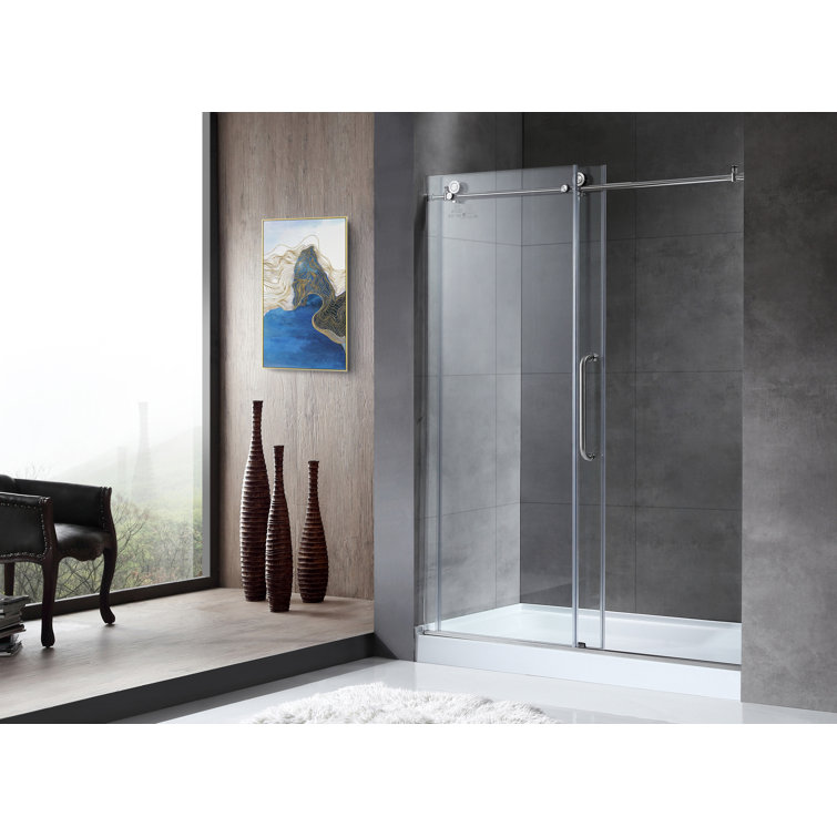 Madam Series 48" x 76" Brushed Nickel Frameless Sliding Shower Door