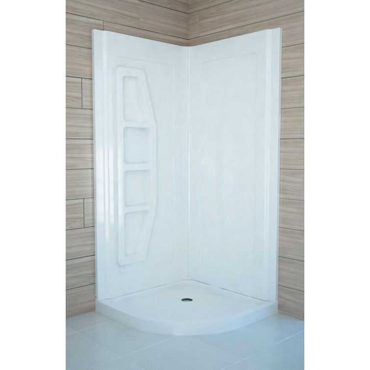 Sharman 36'' White Acrylic Corner Shower Surround with Shelves