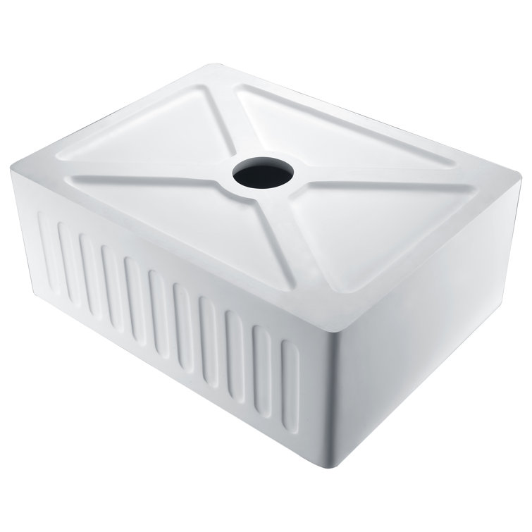 Glossy White Stone Single Bowl Farmhouse Kitchen Sink