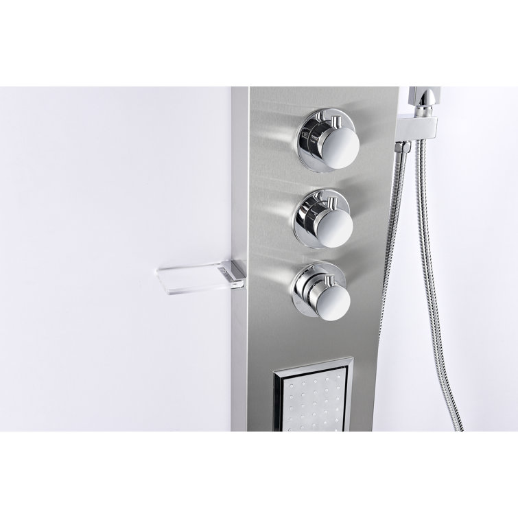 Mesmer 58'' Brushed Steel Shower Panel with Rain Shower