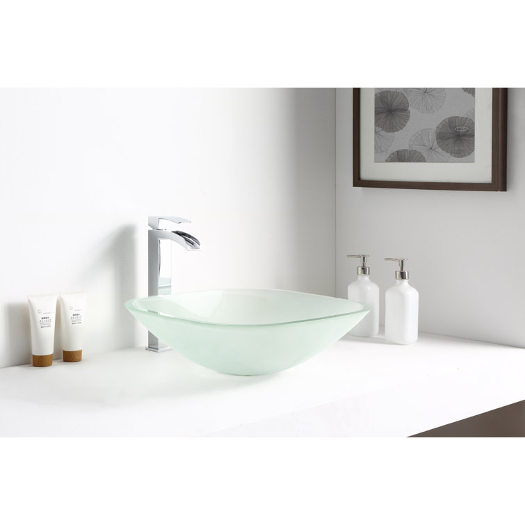 Victor 16.5'' Frosted Glass Square Above-Counter Bathroom Sink