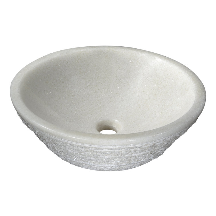 Nora 16.5'' White Marble Stone Circular Bathroom Sink
