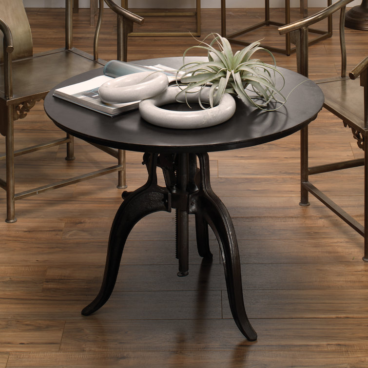Gunmetal Gray Round Industrial Crank Counter Height Table