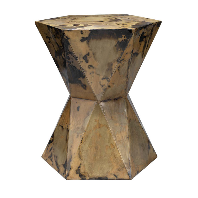 Cosmic Rustic Patina Iron Prism Side Table 19"x16.5"