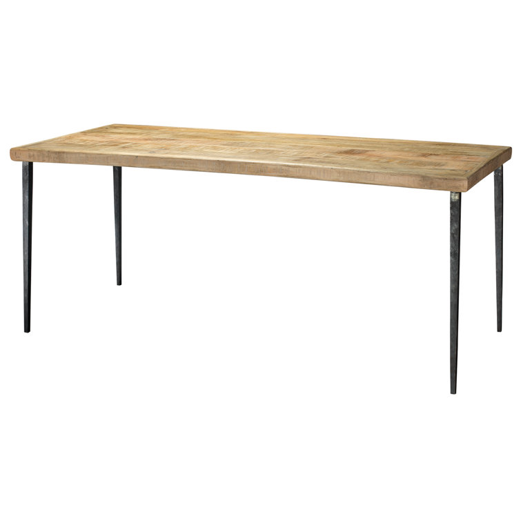 Natural Reclaimed Wood Farmhouse Dining Table with Black Legs