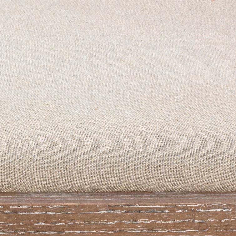 Off-White Linen & Grey-Washed Wood Farmhouse Settee