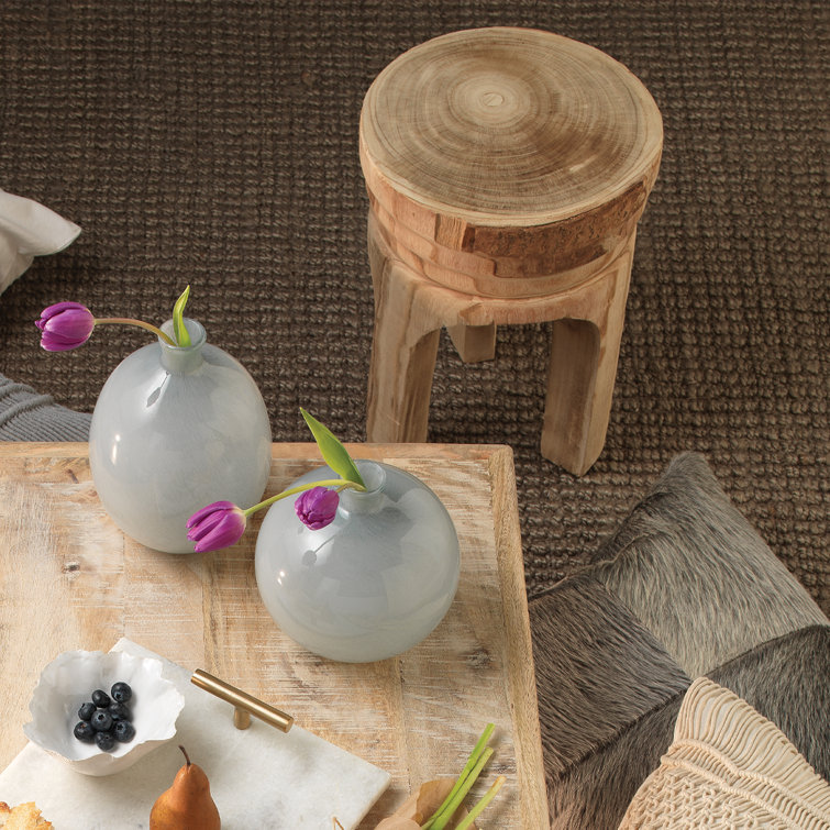 Mesa Natural Wood Handmade Side Table with Unique Bark Detail