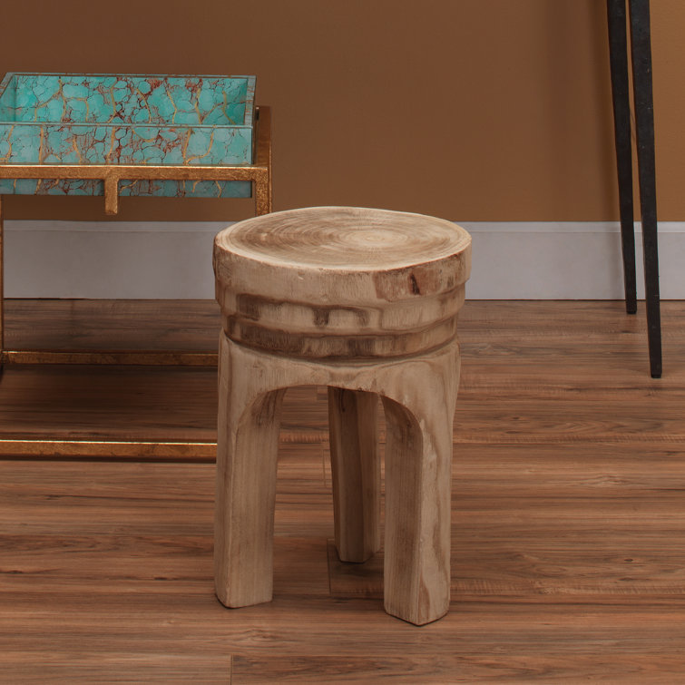 Mesa Natural Wood Handmade Side Table with Unique Bark Detail
