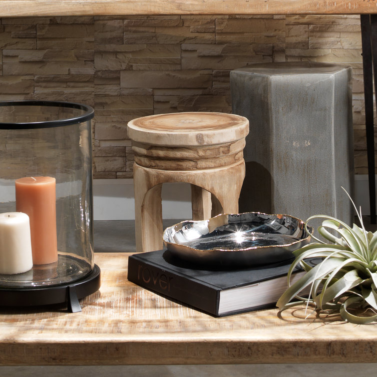 Mesa Natural Wood Handmade Side Table with Unique Bark Detail