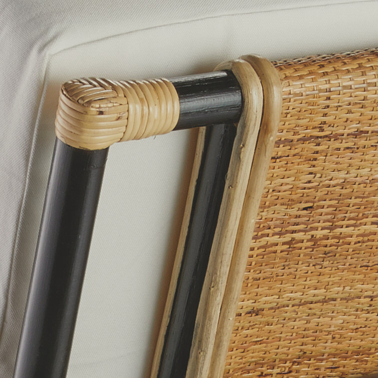 Black Handcrafted Rattan Upholstered Armchair