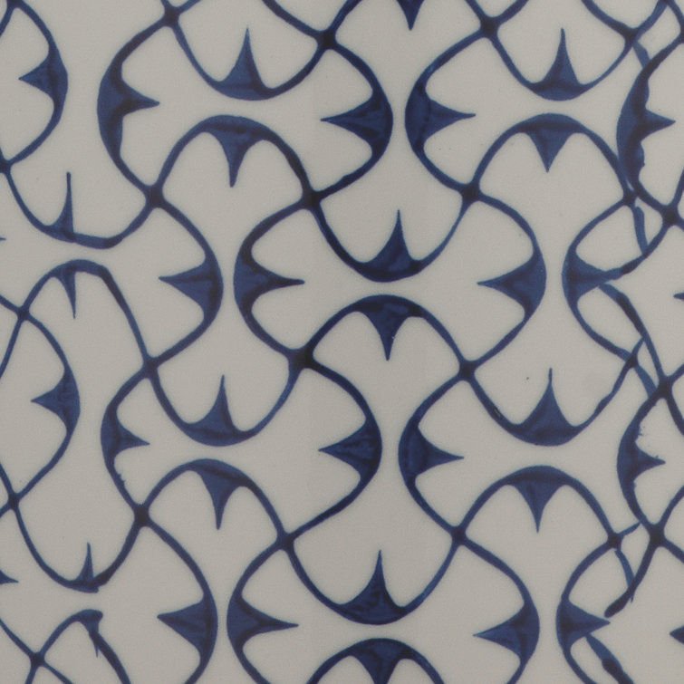 Vivian Hand-Painted Blue and White Ceramic Table Lamp with Linen Shade