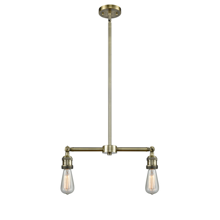 Antique Brass 2-Light Glass Kitchen Island Pendant