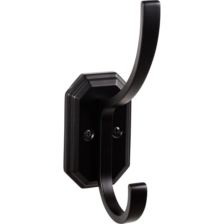 Black Metal Wall-Mounted Double Hook