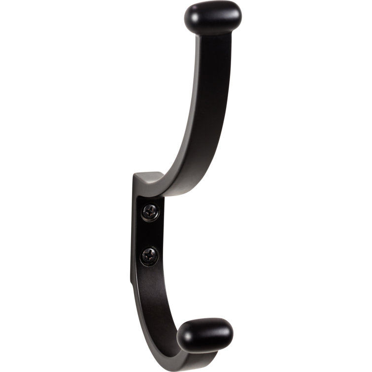 Flat Black Metal Wall Mount Double Hook