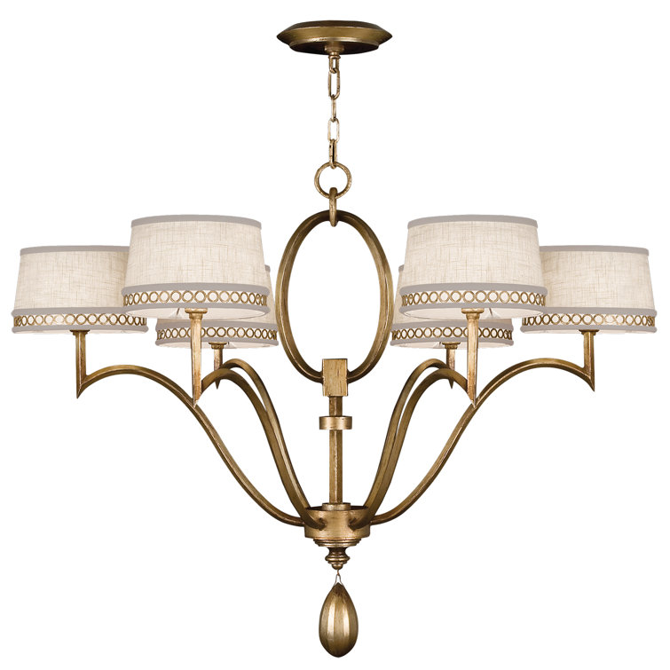 Gold Crystal 39" Round 6-Light Chandelier