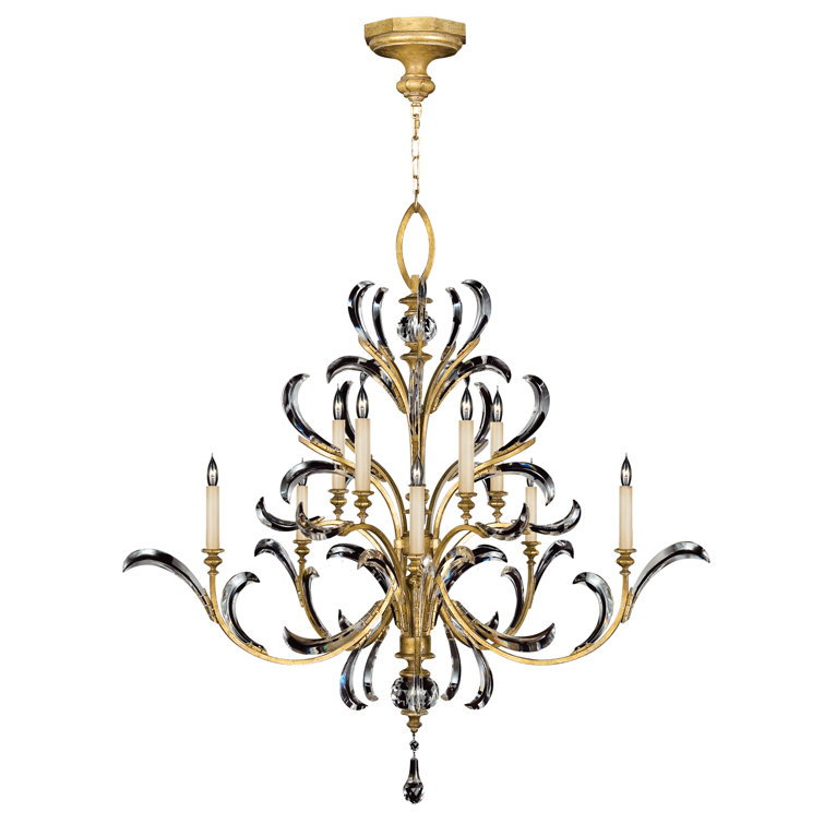 Gold Beveled Arcs 10-Light Indoor Chandelier