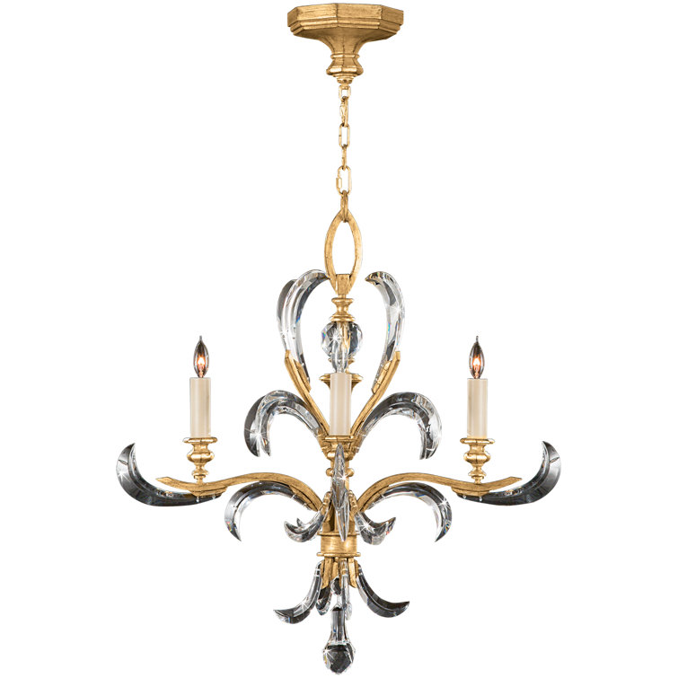 Beveled Arcs 28" Silver Leaf Crystal Chandelier
