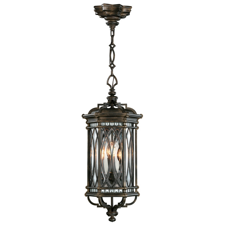 Warwickshire 13" Dark Wrought Iron Outdoor Hanging Lantern