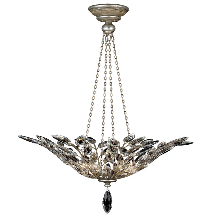 Elegant Silver Crystal Laurel 4-Light Pendant